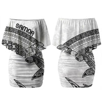 Samoa Mamanu Siapo Classic Black Couples Matching Off Shoulder Short Dress and Hawaiian Shirt Tatau Malie