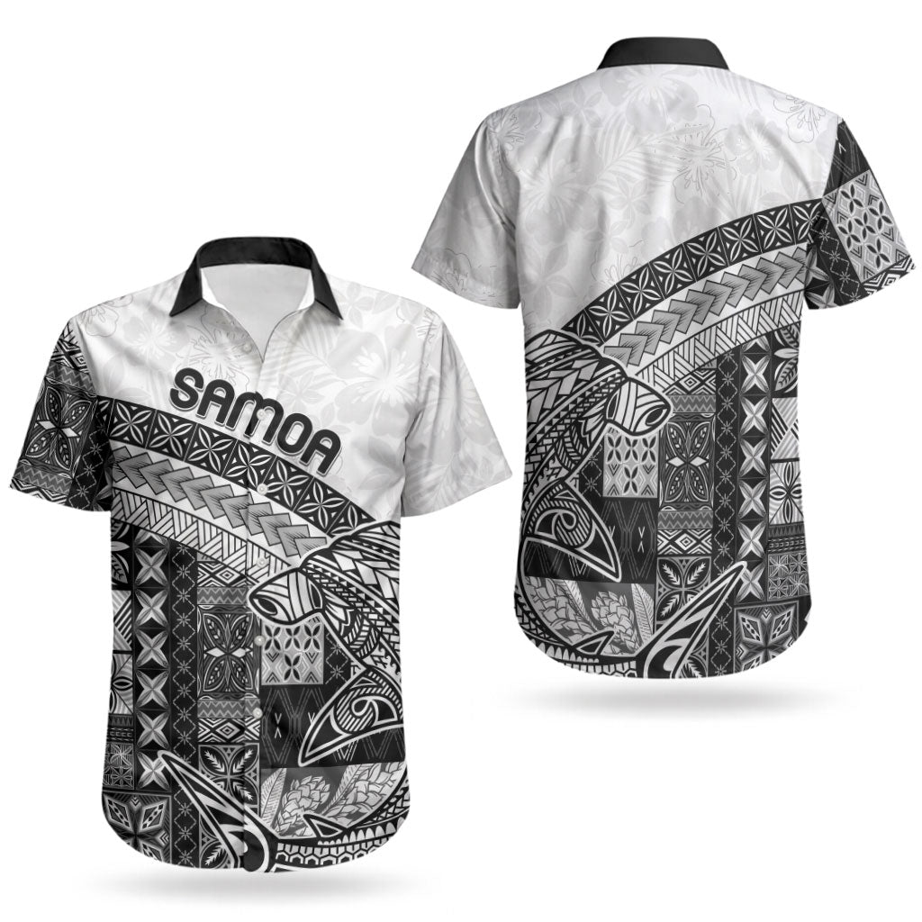 Samoa Mamanu Siapo Classic Black Couples Matching Short Sleeve Bodycon Dress and Hawaiian Shirt Tatau Malie