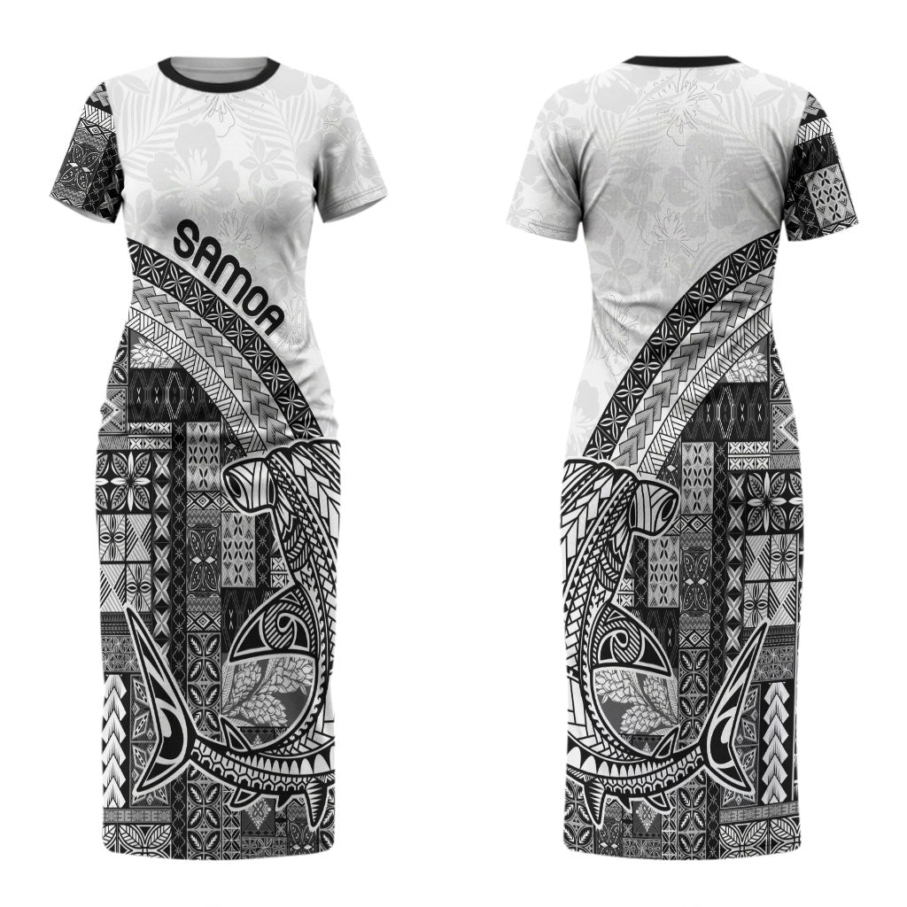 Samoa Mamanu Siapo Classic Black Couples Matching Short Sleeve Bodycon Dress and Hawaiian Shirt Tatau Malie