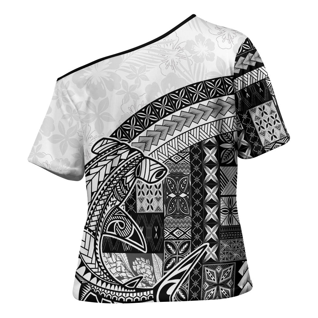 Samoa Mamanu Siapo Classic Black Cross Shoulder Shirt Tatau Malie