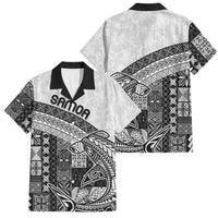 Samoa Mamanu Siapo Classic Black Family Matching Off Shoulder Short Dress and Hawaiian Shirt Tatau Malie