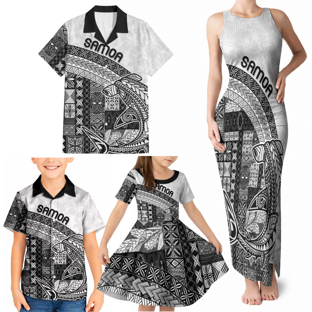 Samoa Mamanu Siapo Classic Black Family Matching Tank Maxi Dress and Hawaiian Shirt Tatau Malie LT7 - Polynesian Pride