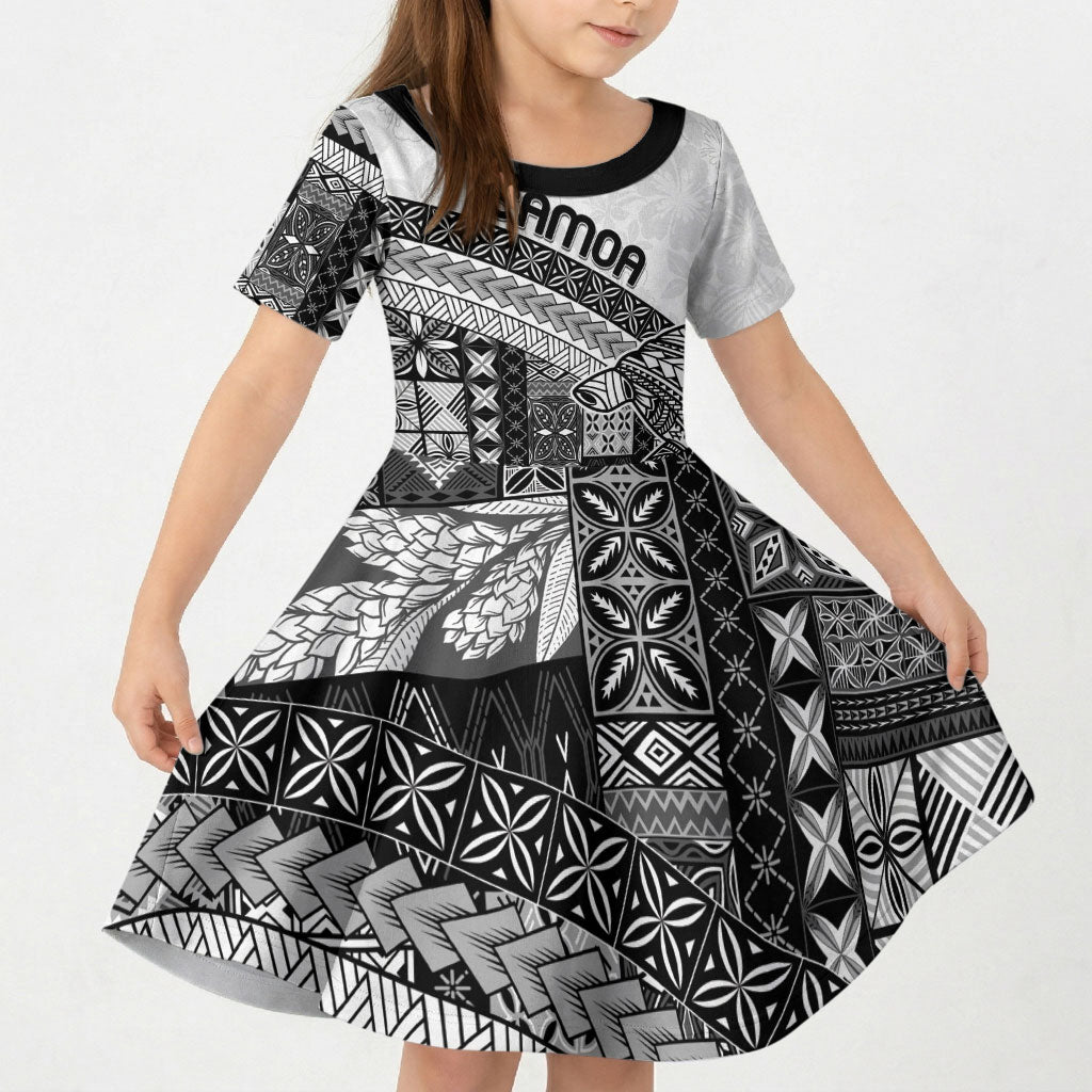 Samoa Mamanu Siapo Classic Black Kid Short Sleeve Dress Tatau Malie