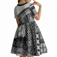 Samoa Mamanu Siapo Classic Black Kid Short Sleeve Dress Tatau Malie
