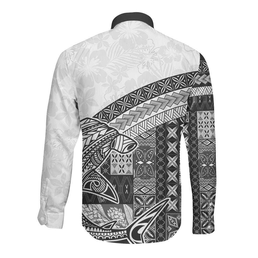 Samoa Mamanu Siapo Classic Black Long Sleeve Button Shirt Tatau Malie