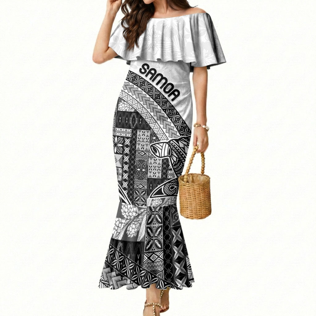 Samoa Mamanu Siapo Classic Black Mermaid Dress Tatau Malie LT7 Women Black - Polynesian Pride
