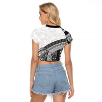 Samoa Mamanu Siapo Classic Black Raglan Cropped T Shirt Tatau Malie