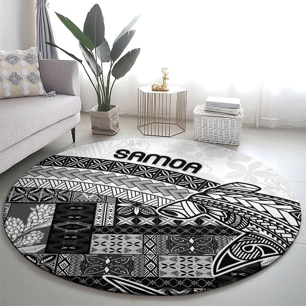 Samoa Mamanu Siapo Classic Black Round Carpet Tatau Malie