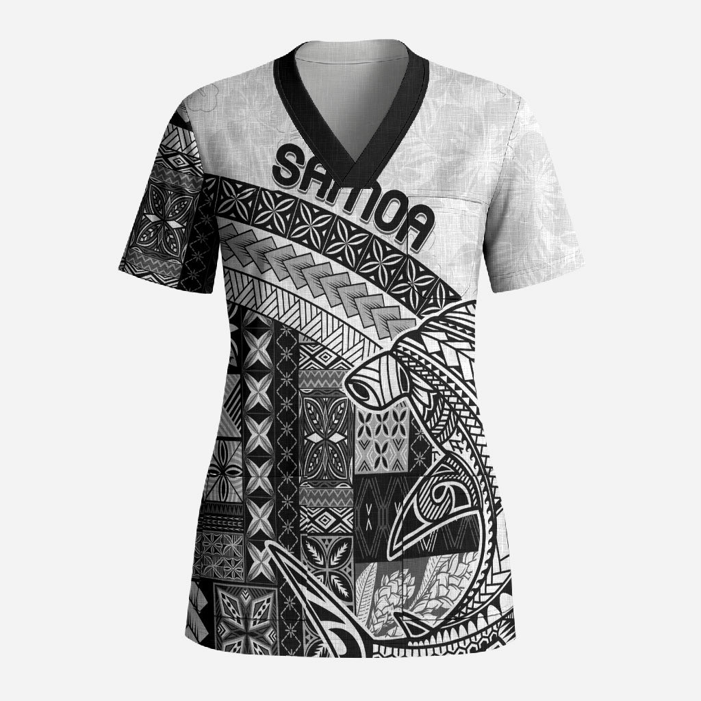 Samoa Mamanu Siapo Classic Black Scrub Top Tatau Malie