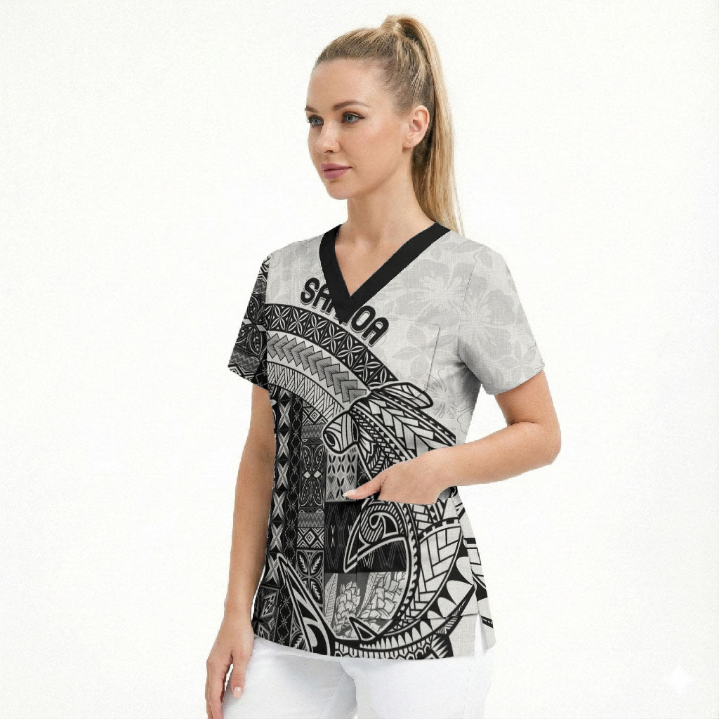 Samoa Mamanu Siapo Classic Black Scrub Top Tatau Malie
