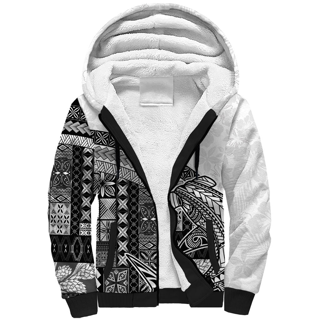 Samoa Mamanu Siapo Classic Black Sherpa Hoodie Tatau Malie