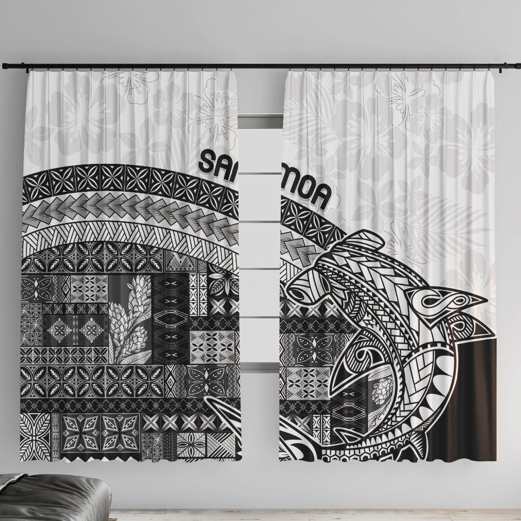 Samoa Mamanu Siapo Classic Black Window Curtain Tatau Malie LT7 With Hooks Black - Polynesian Pride