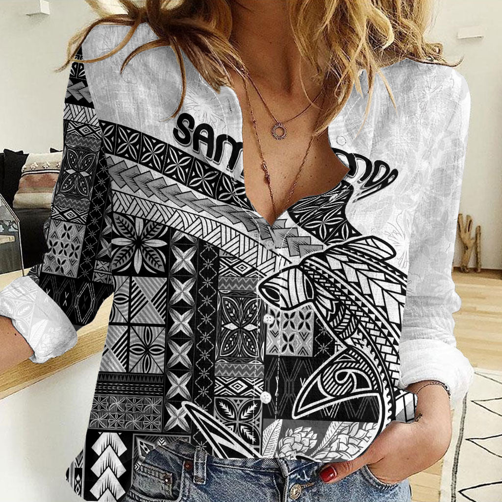 Samoa Mamanu Siapo Classic Black Women Casual Shirt Tatau Malie