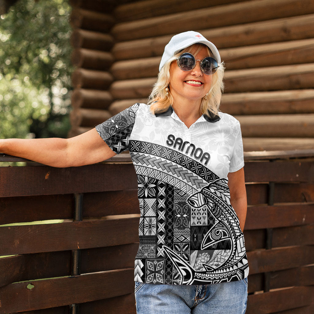 Samoa Mamanu Siapo Classic Black Women Polo Shirt Tatau Malie