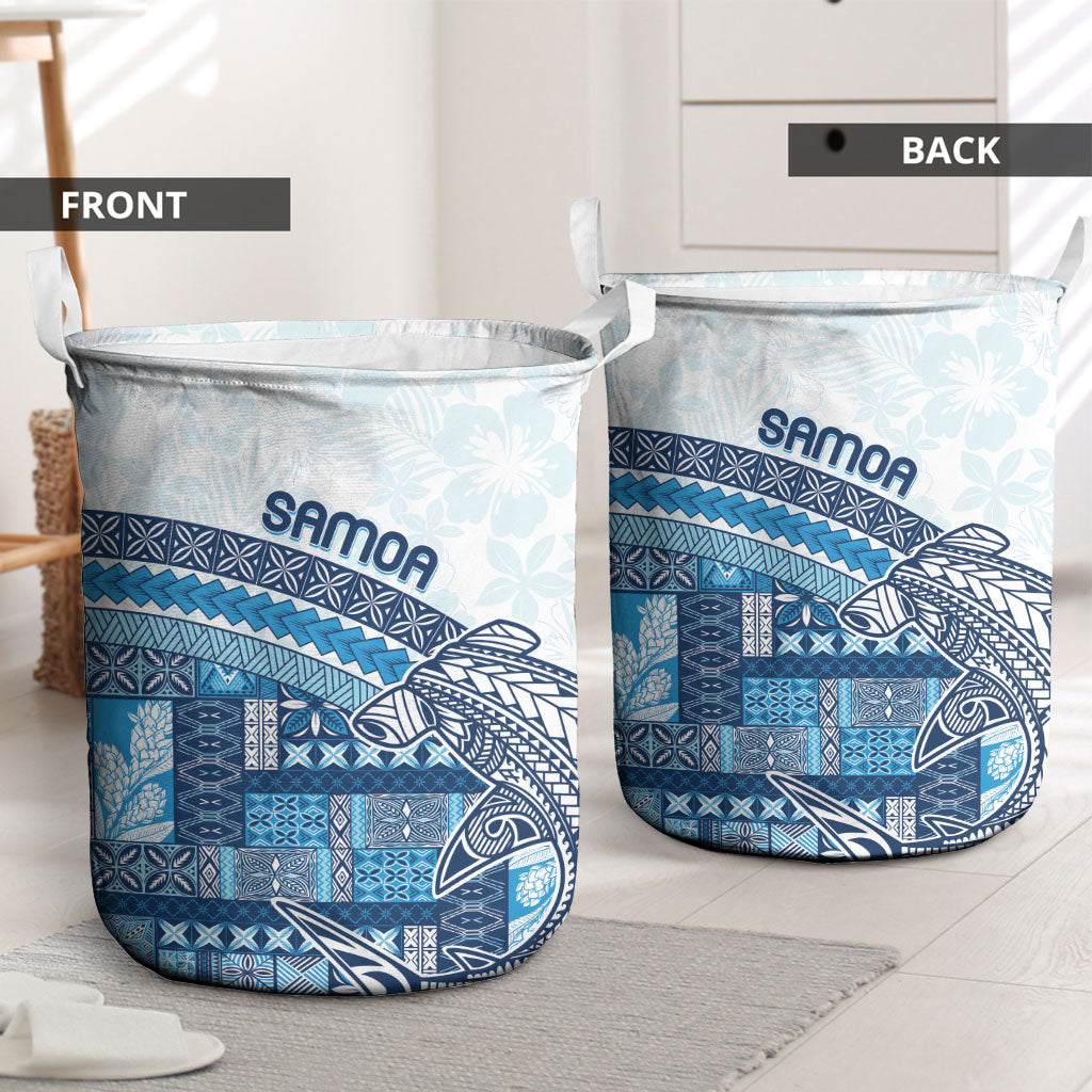 Samoa Mamanu Siapo Royal Blue Laundry Basket Tatau Malie
