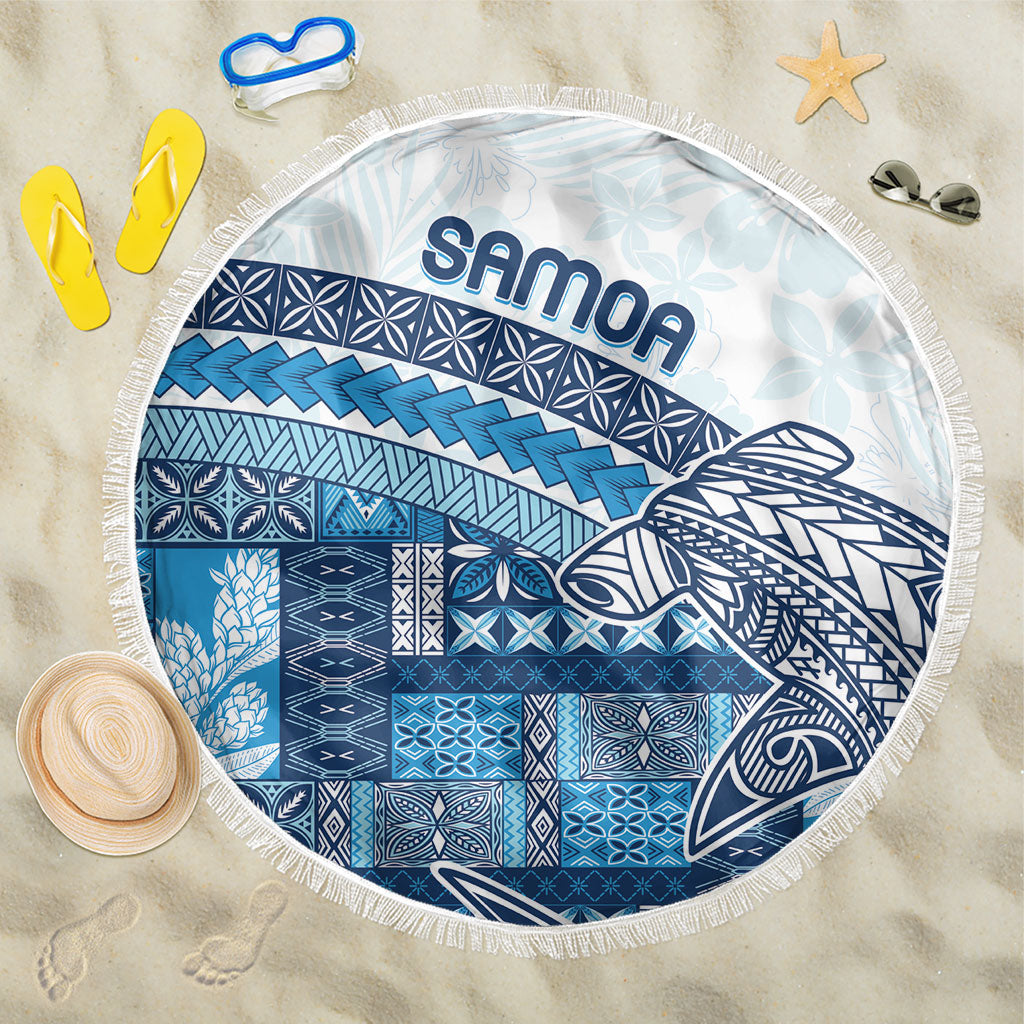 Samoa Mamanu Siapo Royal Blue Beach Blanket Tatau Malie