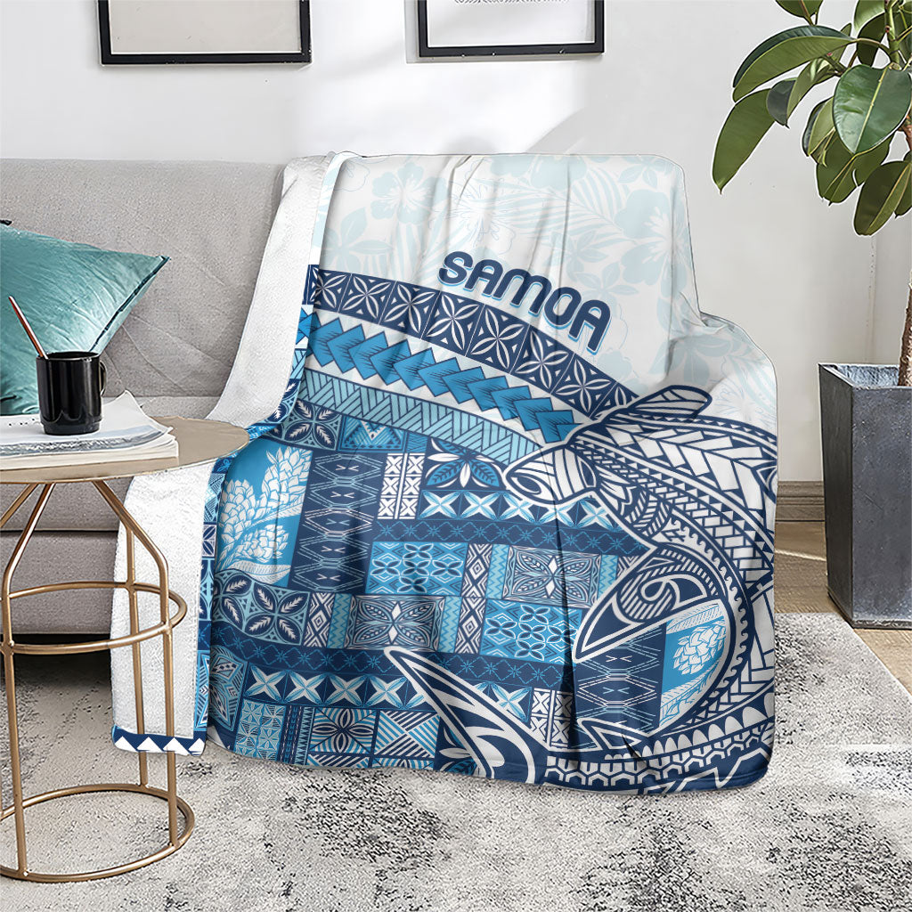 Samoa Mamanu Siapo Royal Blue Blanket Tatau Malie