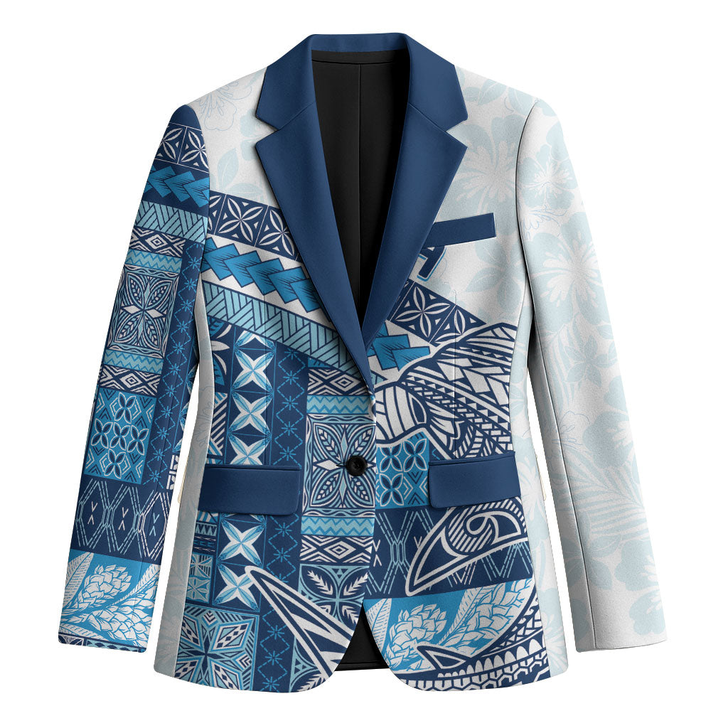 Samoa Mamanu Siapo Royal Blue Blazer Tatau Malie LT7 Unisex Royal Blue - Polynesian Pride