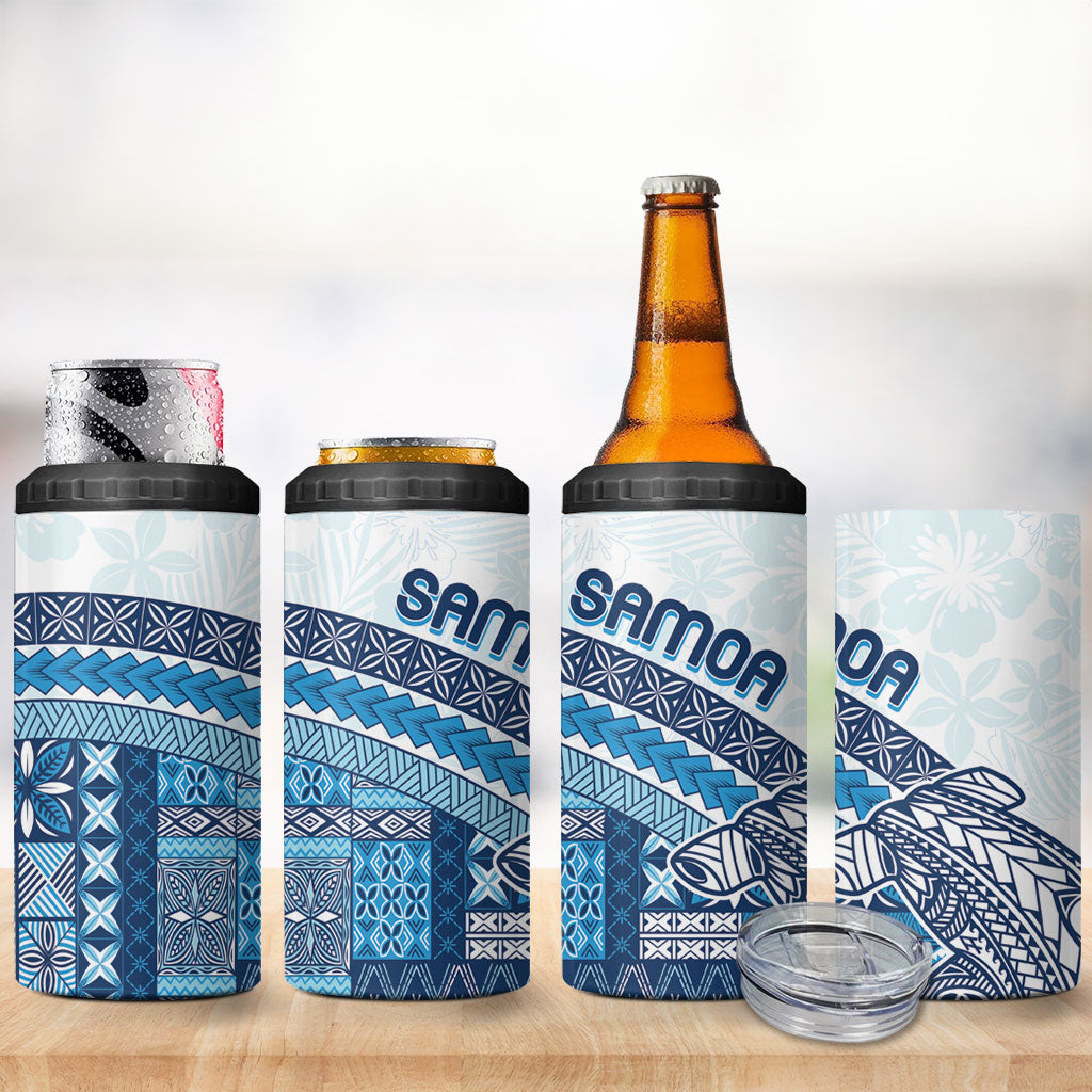Samoa Mamanu Siapo Royal Blue 4 in 1 Can Cooler Tumbler Tatau Malie
