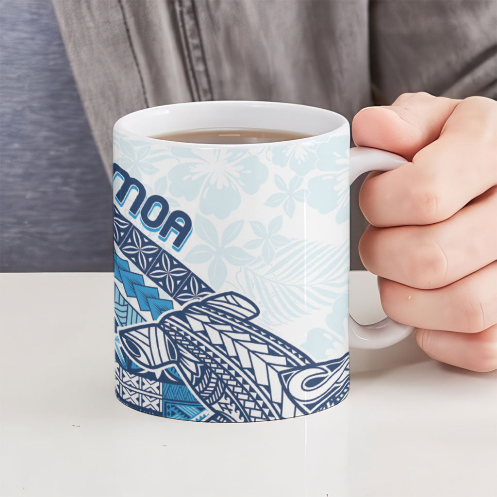 Samoa Mamanu Siapo Royal Blue Ceramic Mug Tatau Malie