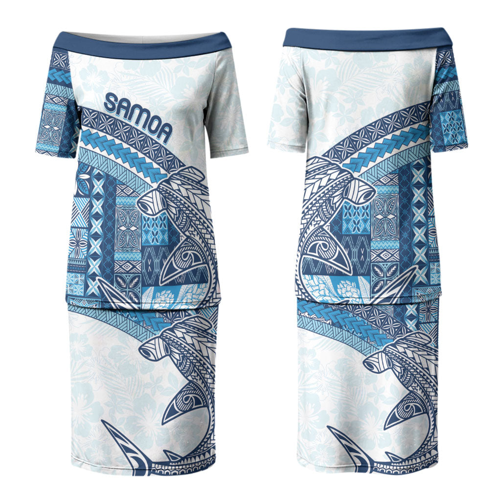 Samoa Mamanu Siapo Royal Blue Family Matching Puletasi and Hawaiian Shirt Tatau Malie