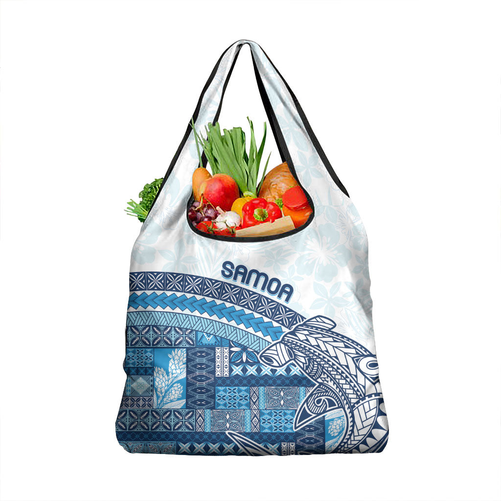 Samoa Mamanu Siapo Royal Blue Grocery Bag Tatau Malie
