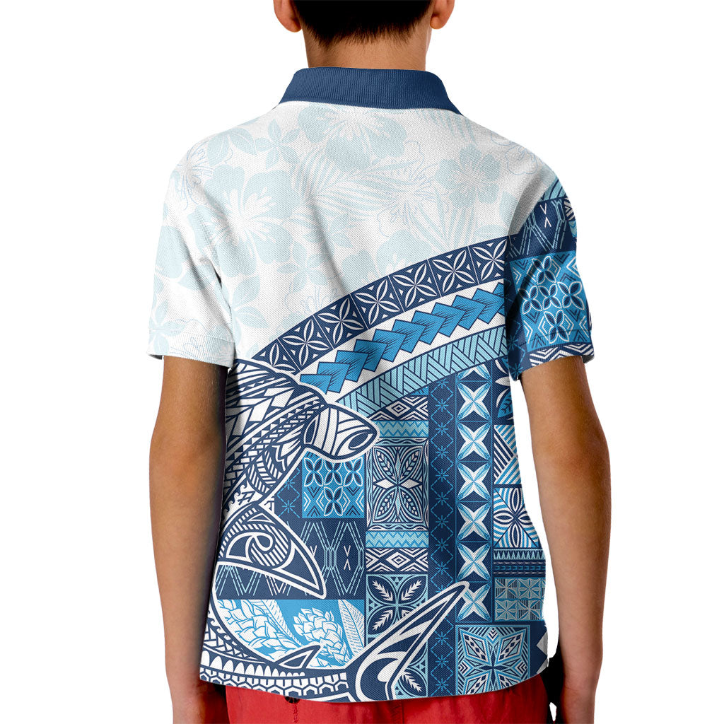 Samoa Mamanu Siapo Royal Blue Kid Polo Shirt Tatau Malie