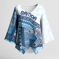 Samoa Mamanu Siapo Royal Blue Kimono Sleeve Blouse Tatau Malie