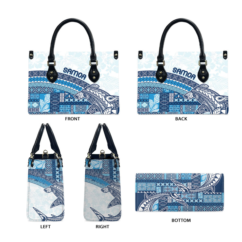 Samoa Mamanu Siapo Royal Blue Leather Bag Tatau Malie