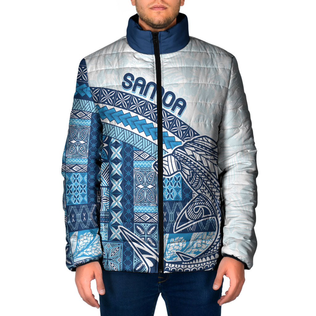 Samoa Mamanu Siapo Royal Blue Padded Jacket Tatau Malie LT7 Men Royal Blue - Polynesian Pride