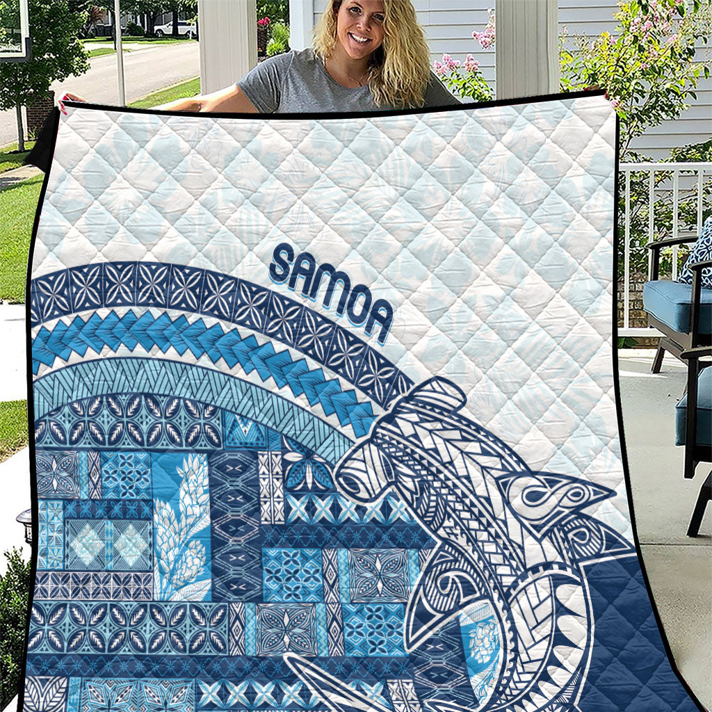 Samoa Mamanu Siapo Royal Blue Quilt Tatau Malie LT7 Royal Blue - Polynesian Pride
