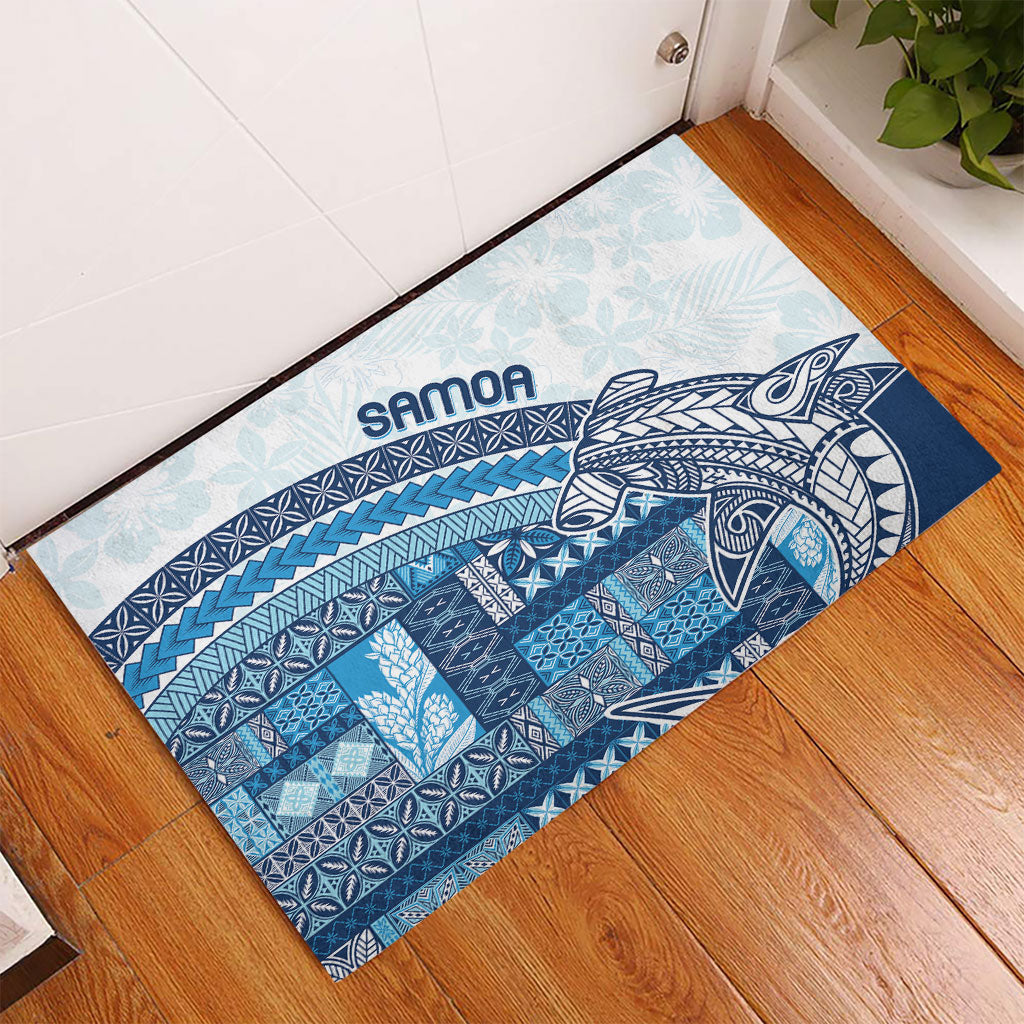 Samoa Mamanu Siapo Royal Blue Rubber Doormat Tatau Malie