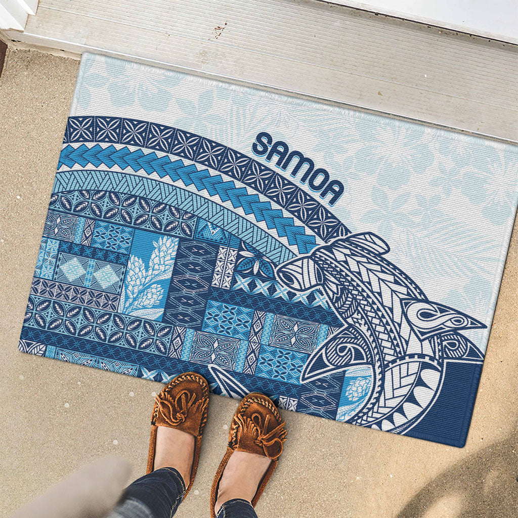 Samoa Mamanu Siapo Royal Blue Rubber Doormat Tatau Malie