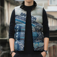 Samoa Mamanu Siapo Royal Blue Sleeveless Puffer Jacket Tatau Malie