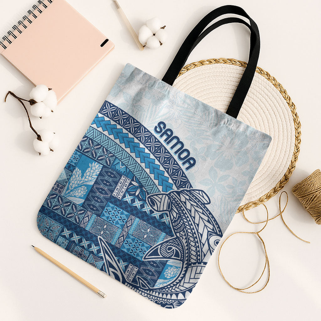 Samoa Mamanu Siapo Royal Blue Tote Bag Tatau Malie