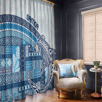 Samoa Mamanu Siapo Royal Blue Window Curtain Tatau Malie