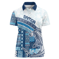 Samoa Mamanu Siapo Royal Blue Women Polo Shirt Tatau Malie