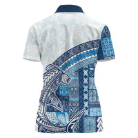 Samoa Mamanu Siapo Royal Blue Women Polo Shirt Tatau Malie