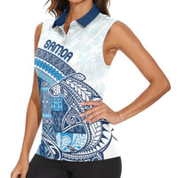 Samoa Mamanu Siapo Royal Blue Women Sleeveless Polo Shirt Tatau Malie