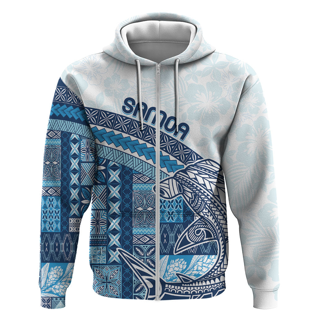 Samoa Mamanu Siapo Royal Blue Zip Hoodie Tatau Malie LT7 Zip Hoodie Royal Blue - Polynesian Pride