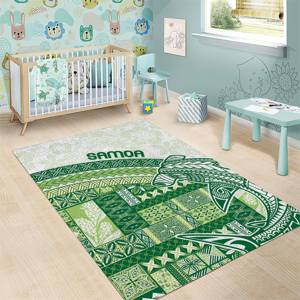 Samoa Mamanu Siapo Forest Green Area Rug Tatau Malie