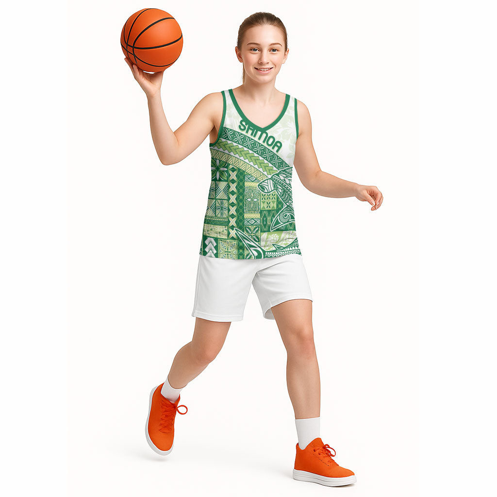 Samoa Mamanu Siapo Forest Green Basketball Jersey Tatau Malie