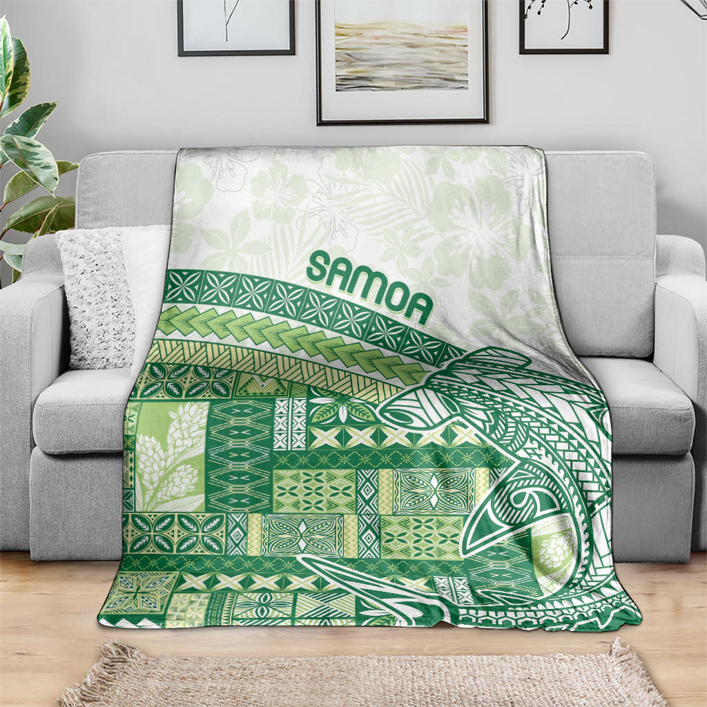 Samoa Mamanu Siapo Forest Green Blanket Tatau Malie