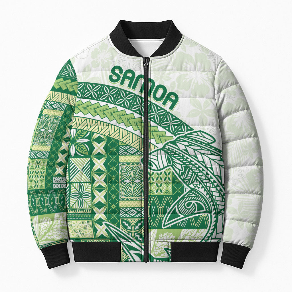 Samoa Mamanu Siapo Forest Green Bomber Puffer Jacket Tatau Malie