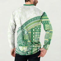 Samoa Mamanu Siapo Forest Green Button Sweatshirt Tatau Malie