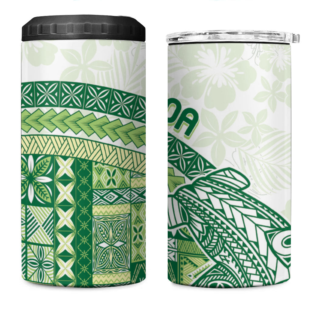Samoa Mamanu Siapo Forest Green 4 in 1 Can Cooler Tumbler Tatau Malie