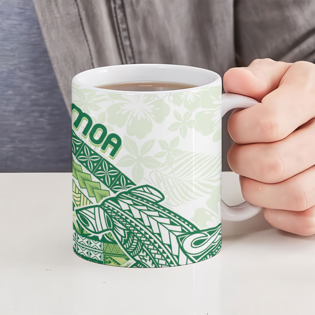 Samoa Mamanu Siapo Forest Green Ceramic Mug Tatau Malie
