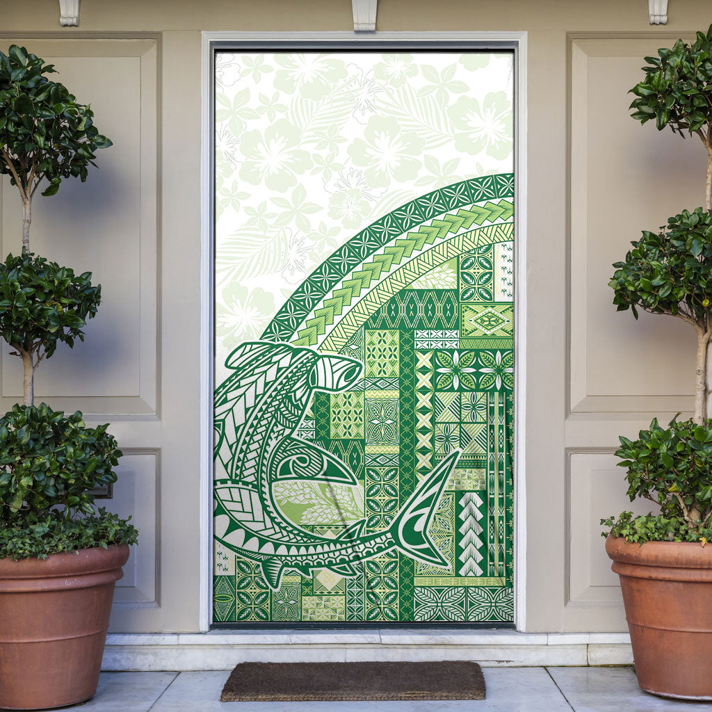 Samoa Mamanu Siapo Forest Green Door Cover Tatau Malie