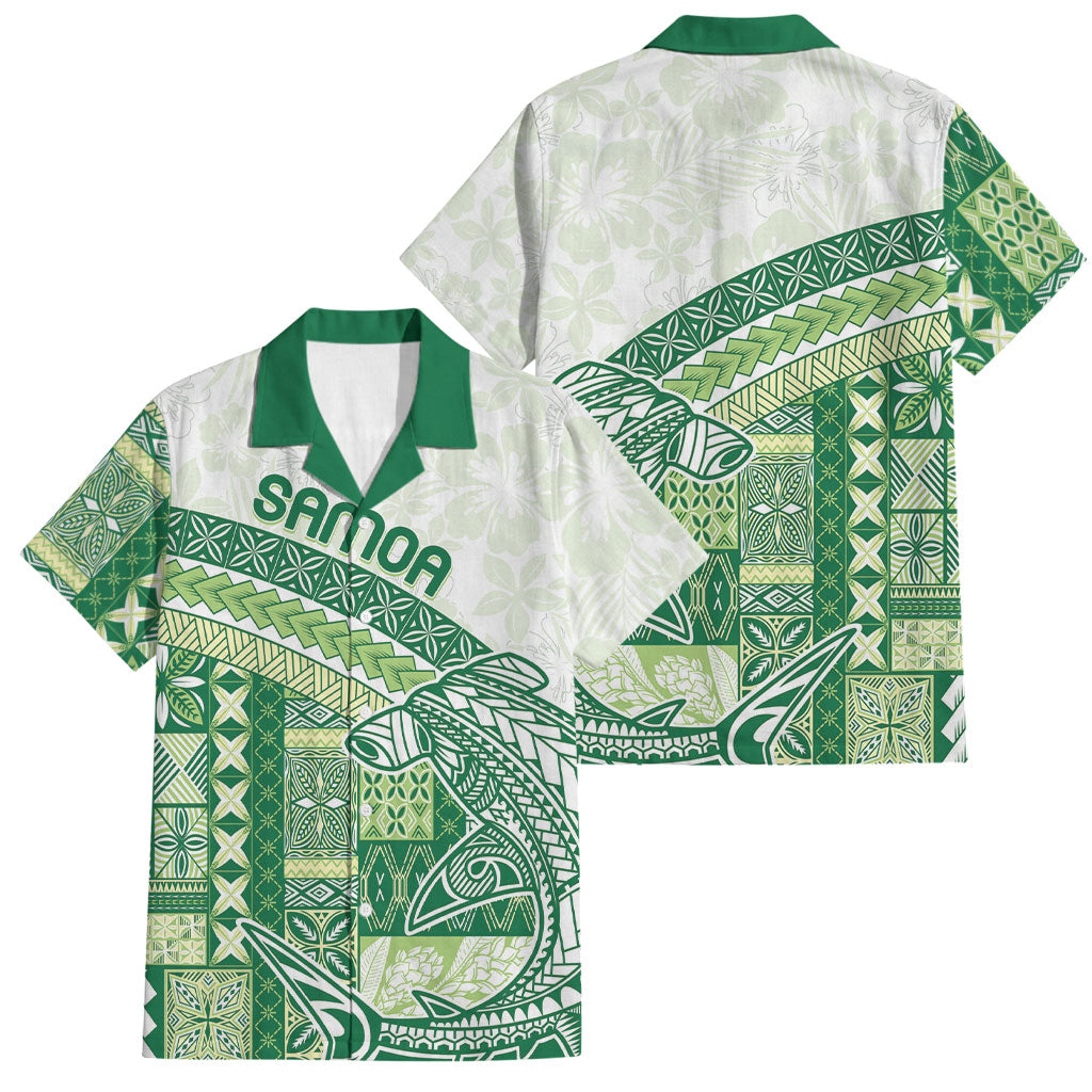 Samoa Mamanu Siapo Forest Green Family Matching Off The Shoulder Long Sleeve Dress and Hawaiian Shirt Tatau Malie