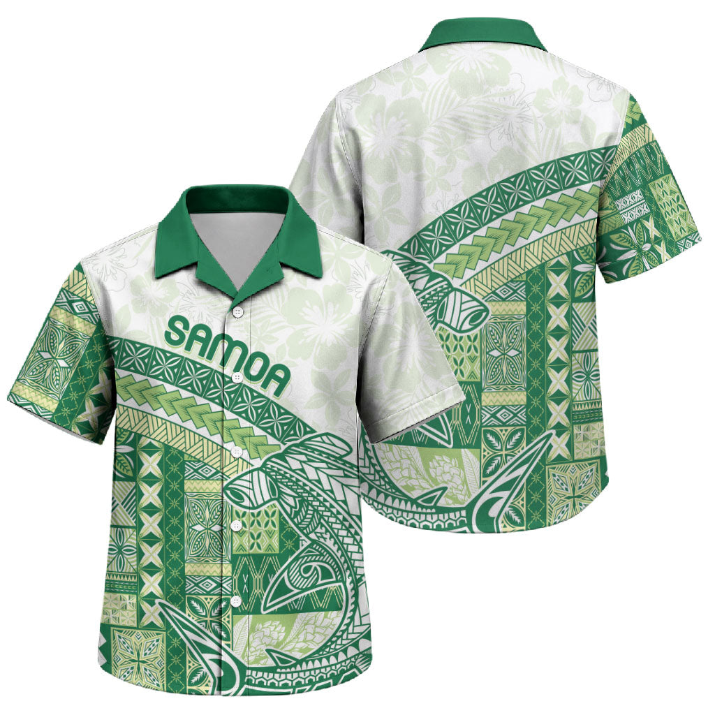 Samoa Mamanu Siapo Forest Green Family Matching Puletasi and Hawaiian Shirt Tatau Malie